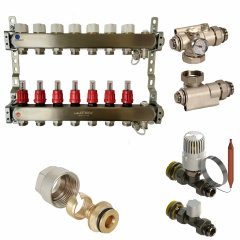 Колектор для теплої підлоги Heat-Pex 1x3/4 на 7 контурів з витратомірами євроконус Чорноморськ