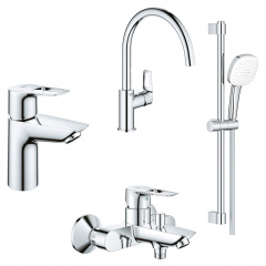 Набір змішувачів для ванни і кухні 4 в 1 Grohe BauLoop хром (UA123225K3) Надвірна