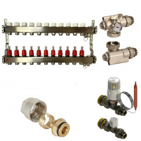 Колектор для теплої підлоги Heat-Pex 1x3/4 на 11 контурів з витратомірами євроконус