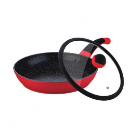 Сковорода з кришкою Meisterklasse 24 см Чорно-червоний MK-1035-24