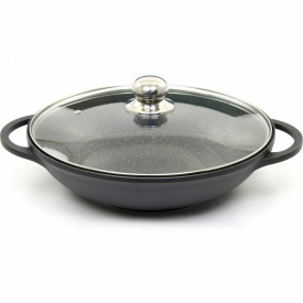 Сковорода Maestro WOK Granite із кришкою 32 см Чорний MR-4832