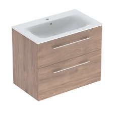 Тумба в ванную Geberit Selnova Square Slim Rim 80х50 с умывальником, орех темный (501.242.00.1)