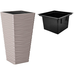 Горшок для цветов Sahara slim kwadro-40 бежевый Form-Plastic Косов