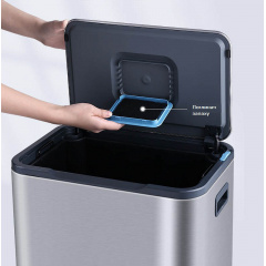 Ведро для мусора с педалью JAH 40 л Soft Close Серебряный металлик Цумань