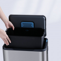 Ведро для мусора с педалью JAH 40 л Soft Close Серебряный металлик Цумань