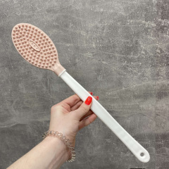 Щетка массажная силиконовая с длинной ручкой для душа и ванны Titiz Plastik GP-152 розовая с белым Мукачево