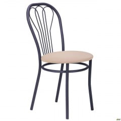 Стілець кухонний AMF Велес чорний м'яке сидіння бежевий Ромни