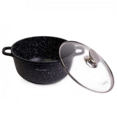 Кастрюля алюминиевая литая с антипригарным покрытием с крышкой Kamille 4,5л 24х11,5см Черный 4405 Изюм