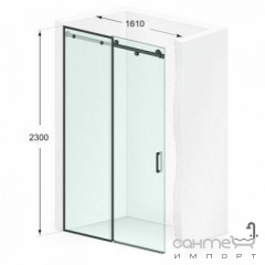 Душевая дверь в нишу Liberta Ajax 1610x2300 матовый черный/стекло антрацит, ручка рейлинг 225, доп. держ. пр. Київ