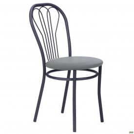 Стілець кухонний AMF Велес чорний м'яке сидіння сірий