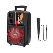 Портативная Bluetooth колонка HOCO BS37 с проводным микрофоном Black