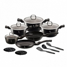 Набор посуды 15 предметов Berlinger Haus BLACK SILVER Collection (BH-6155)