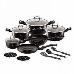 Набор посуды 15 предметов Berlinger Haus BLACK SILVER Collection (BH-6155) Киев