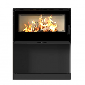 Печь-камин на дровах Kratki PRO KARI 95 14 кВт с нишей для дров, сталь, напольный (Ø180)