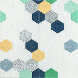Панель стінова 3D 700х770х4мм мозаїка синьо-жовта (D) Sticker Wall SW-00002016