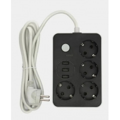 Подовжувач No Brand USB Power Socket 8204 3USB 2 м Чорний 021264 Київ