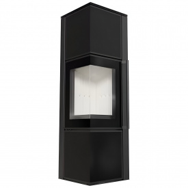 Печь-камин на дровах Kratki TORA M Nero Assoluto 8 кВт сталь, угловой керамогранит (Ø150)