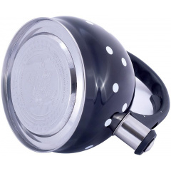 Чайник 2л из нержавеющей стали со свистком в горошек черный Kamille DP112954 Дніпро