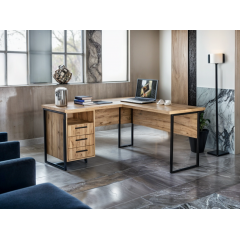 Стол угловой офисный Tobi Sho LOFT Gold СУЛГ/3-1 с 3 ящиками столешница 18 мм, 1600х1400х750 Дуб аппалачи Львов