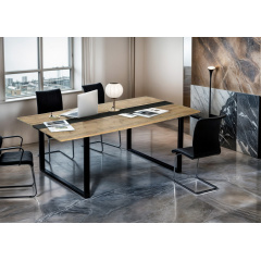 Стол для переговоров Tobi Sho LOFT Gold КСЛГ/1/36 столешница 36 мм, 2100х1100х765 Дуб аппалачи Лубны
