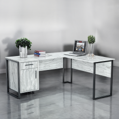 Стол угловой офисный Tobi Sho LOFT Iceberg СУЛА/4-1 с тумбой столешница 18 мм, 1400х1400х750 Дуб крафт белый Вознесенск