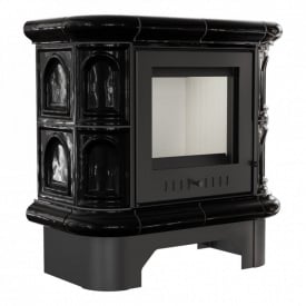 Печь-камин на дровах Kratki WK 6,5 кВт кафель, черный (Ø130) (5901350044834)