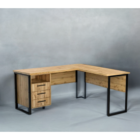 Стіл кутовий офісний Tobi Sho LOFT Gold СУЛГ/3-1 з 3 шухлядами стільниця 18 мм, 1400х1200х750 Дуб аппалачі