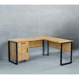 Стіл кутовий офісний Tobi Sho LOFT Gold СУЛГ/4-1 з тумбою стільниця 18 мм, 1400х1400х750 Дуб аппалачі