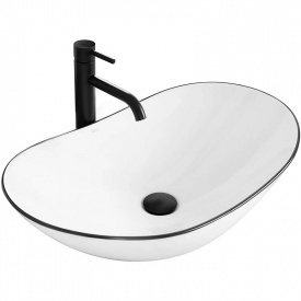 Умывальник накладной REA ROYAL BLACK EDGE 625х360 овальный, белый (REA-U8569)