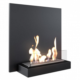 Биокамин Kratki PLANK стальной, со стеклом, черный