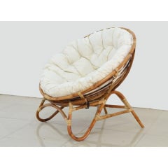 Кругле крісло Cruzo Папасан-Нуова плетене з ротанга з м'якою сидушкою Оріхів
