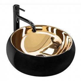 Умывальник накладной Rea Luna 400х400 круглый, черный матовый (REA-U3306)