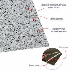 Самоклеюча LVT плитка Sticker Wall 457x457x1.5 мм Сірий (D) SW-00002464 Київ