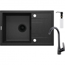Кухонная мойка Deante Corio ZQN_N113 670х440 врезная, графит + смеситель BMO_062M, дозатор ZZZ_000D (ZRCC2113)