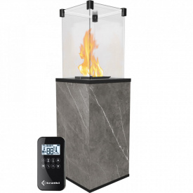 Газовый обогреватель Kratki Patio Mini 8,2 кВт сталь, уличный, серый мрамор + пульт (керамогранитовая отделка)