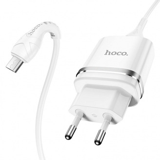 Зарядное устройство Hoco N1 Speedy 220В 2 USB с кабелем 2.4A USB - Micro USB Белый