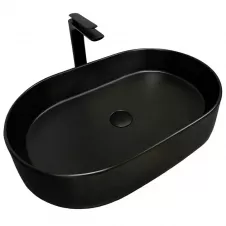 Умывальник накладной VBI Verona 600x370 овальный, черный матовый (VBI-011303)
