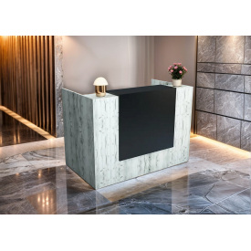 Стійка адміністратора Tobi Sho Рецепція/2 для офісу, салону з підсвічуванням, 1200х800х1000 Дуб крафт білий/Чорний