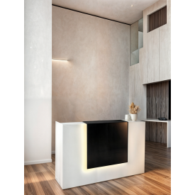 Стійка адміністратора Tobi Sho Рецепція/2 для офісу, салону з підсвічуванням, 1400х800х1000 Білий/Чорний