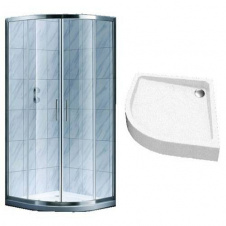 Душевая кабина Koller Pool Style S90RC 190x90 полукруглая, стекло 4 мм + поддон GRACE90R 90x90, белый