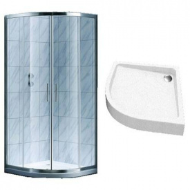 Душевая кабина Koller Pool Style S90RC 190x90 полукруглая, стекло 4 мм + поддон GRACE90R 90x90, белый
