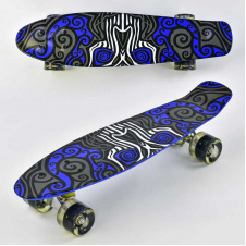 Скейт Пенни борд Best Board со светящимися PU колёсами Black-Blue (74547)