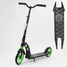 Самокат двухколесный Best Scooter с PU колесами, 1 амортизатором Black/Green (99666)