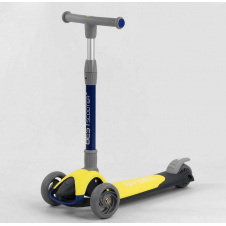 Самокат трехколесный Best Scooter складной алюминиевый руль, 3 колеса PU со светом Black/Yellow (102033)