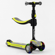 Самокат трехколесный с сидением Best Scooter MAXI PU колеса со светом 60 кг Green and grey (102929)
