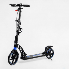 Двухколесный складной самокат фонарик 2 амортизатора дисковый тормоз Best Scooter 100 кг Black and blue (114293)