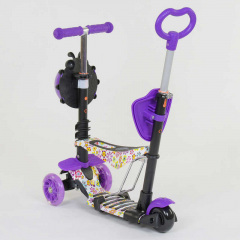 Самокат детский многофункциональный с родительской ручкой 5в1 Best Scooter PU колеса с подсветкой Purple/White (74058) Рівне