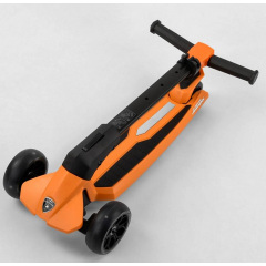 Самокат Lamborghini трехколесный складной алюминиевый руль, колеса PU со светом Orange/Black (102314) Днепр