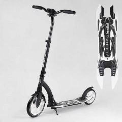 Самокат двухколесный Best Scooter с PU колесами, амортизатором, широким рулем, зажимом для руля Black/White (100069) Тернопіль