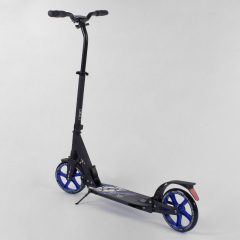 Самокат алюминиевый Best Scooter с PU колесами, 2 аммортизаторами Black/Blue (92088) Кушугум